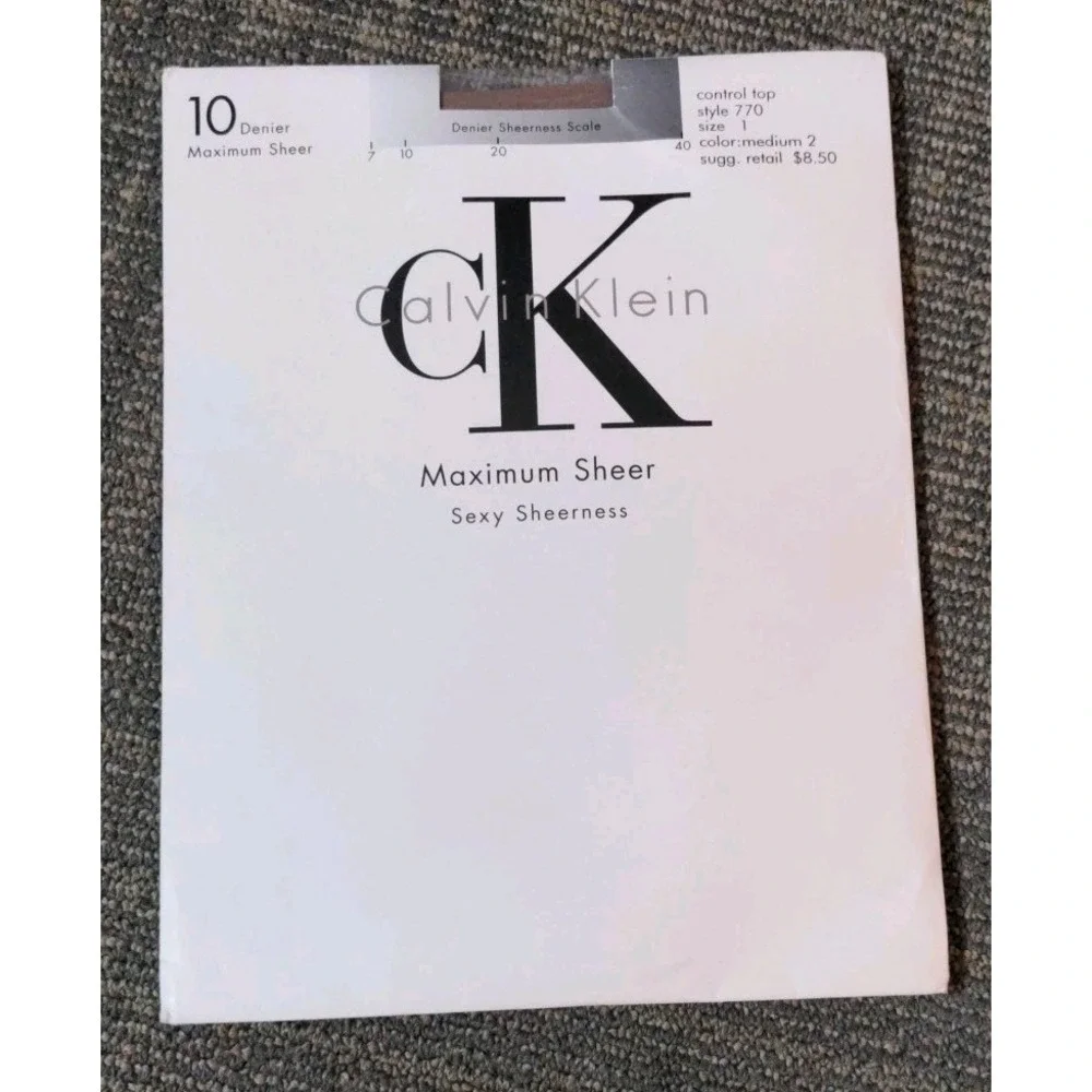 Vtg Calvin Klein 770 Maximum Sheer Control Top Pantyhose Med 2, Sz 1, 10 Denier